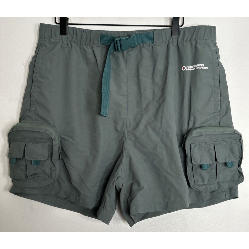 Rhuigi x Zara Shorts Large Green Cargo Utility Safari Gorp Core Human Uniform